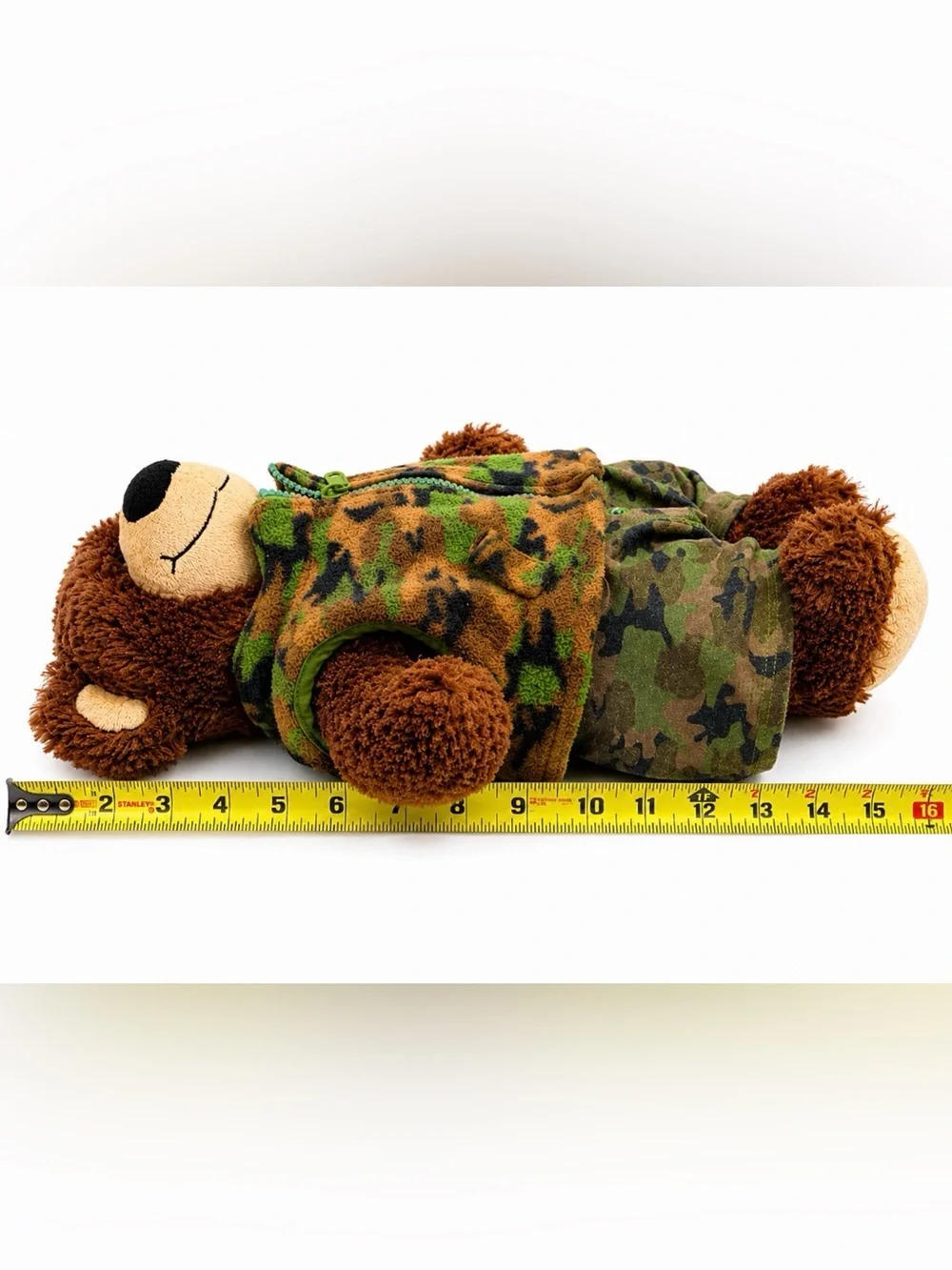 Vintage 1997 Build-A-Bear Brown Teddy Bear Camo BearBoxer Outfit Jacket Plush